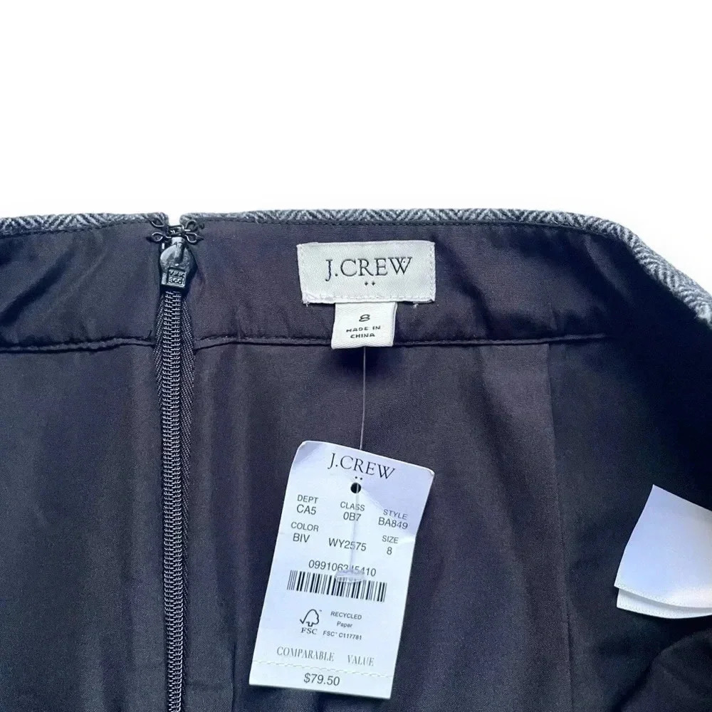 NWT J.Crew Herringbone Wool-Blend Button Front Sk… - image 2